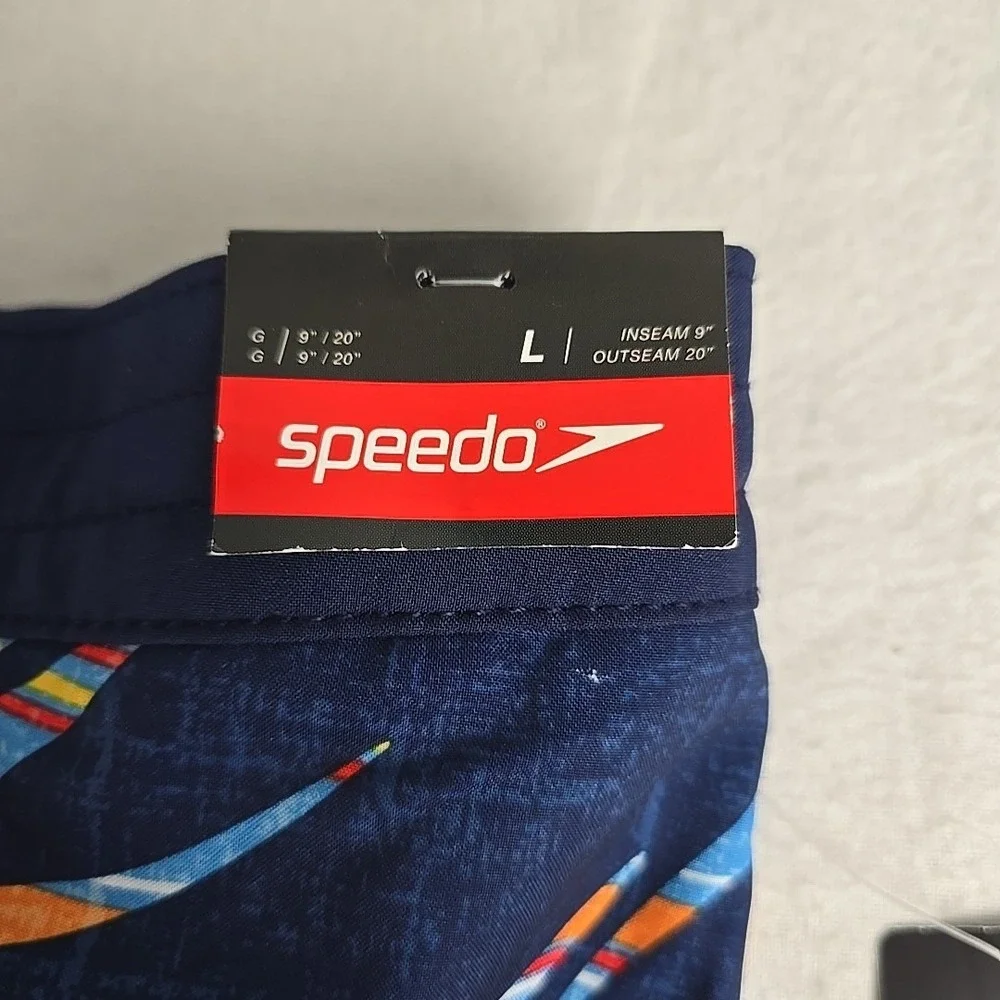 Speedo Men's Peacoat Swim Board Shorts‎ Blue Tropical Large